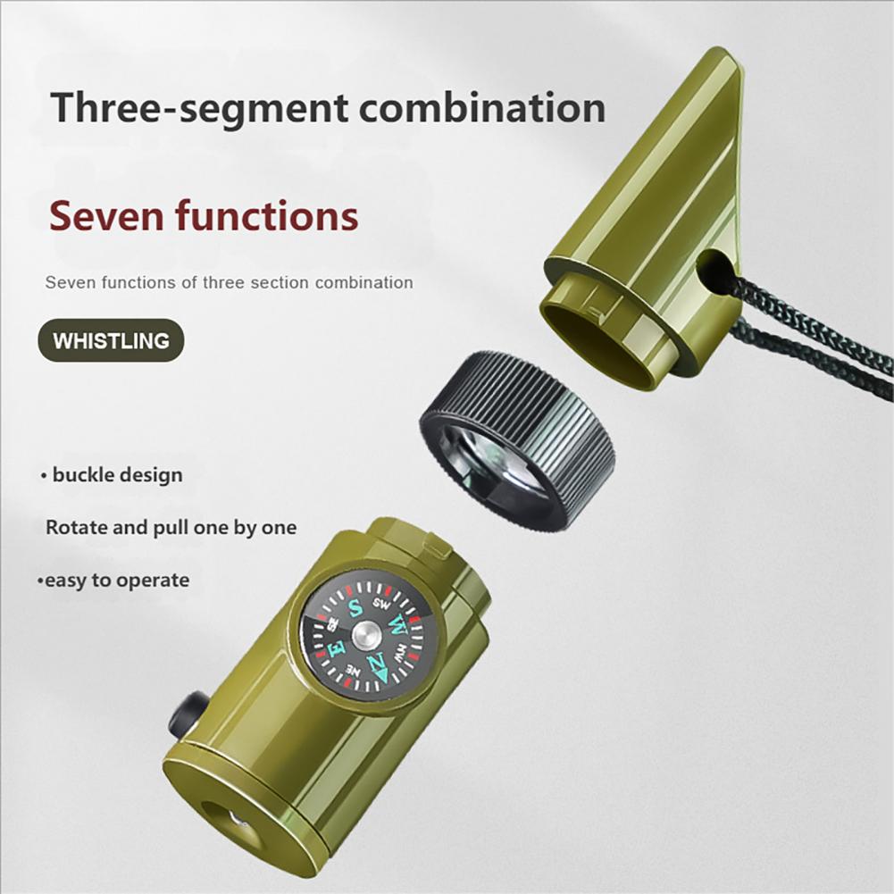 Hunting Outdoor Thermometer - Peluit Multifungsi 7-In-1 dengan Kompas Termometer