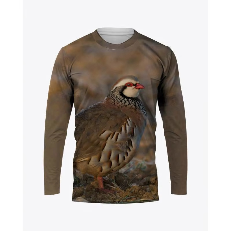 Hunting Quail - Kaus lengan panjang pria kamuflase, pakaian