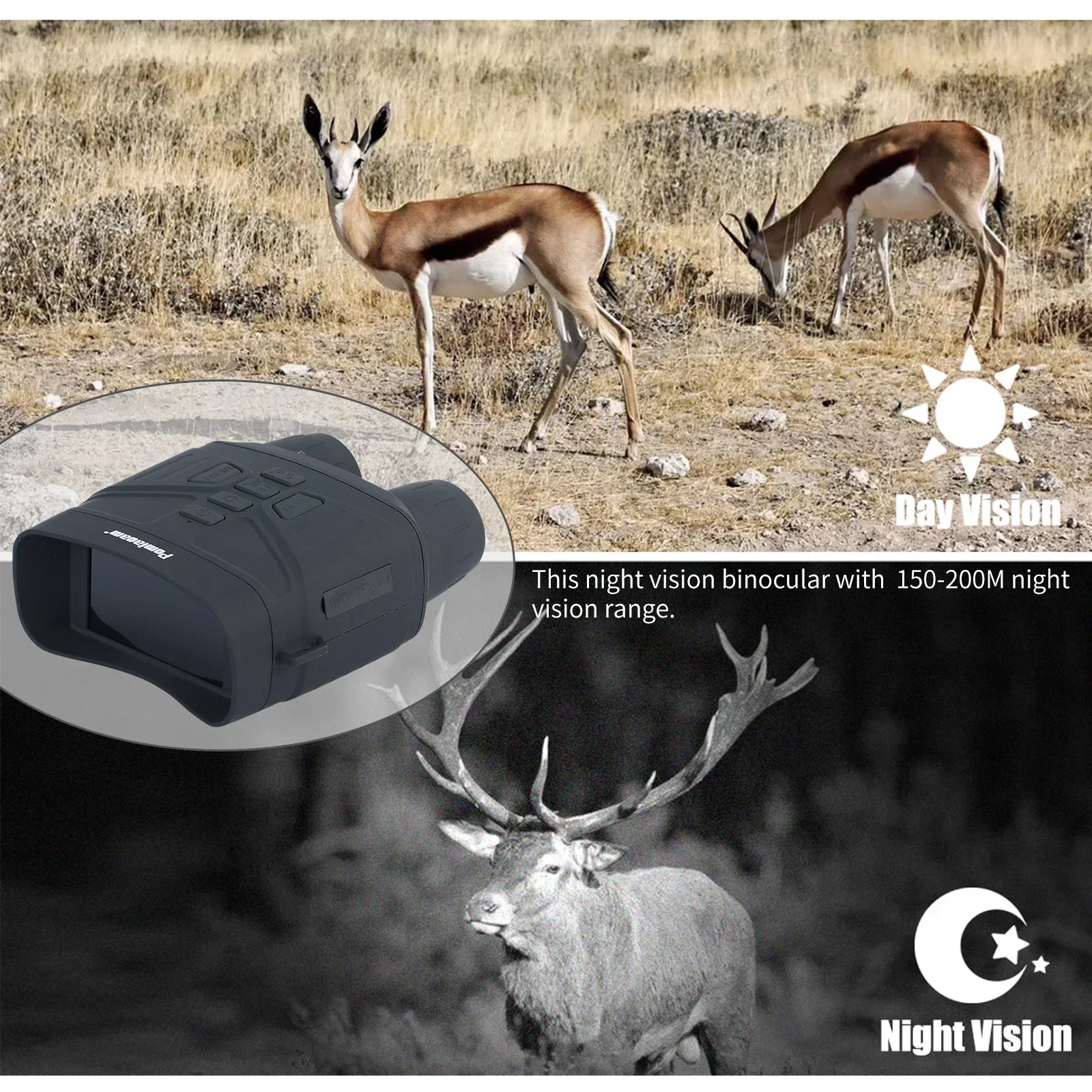 Teropong inframerah 12 megapik - Outdoor Hunting Digital Night Vision ulasan dan harga