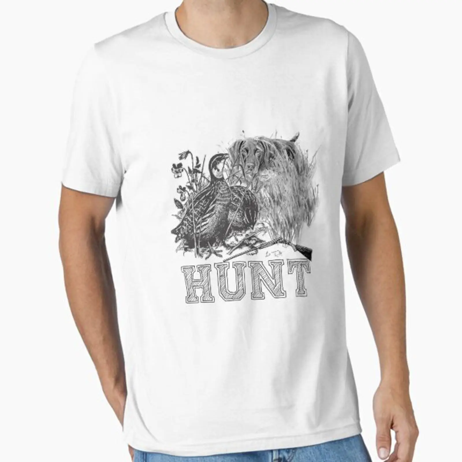 Kaos Essential Bermotif Berbur - Hunting Quail ulasan dan harga